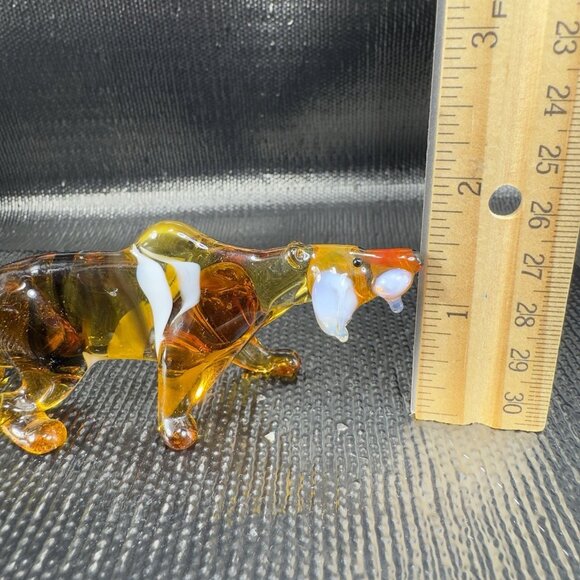 Venetian Art Glass Hand Blown Tiger Cat Hand Made Italian Glass Figurine Figure - Picture 4 of 14